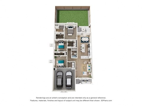 Floor plan for 3 beds, 2 baths, 1526 sqft